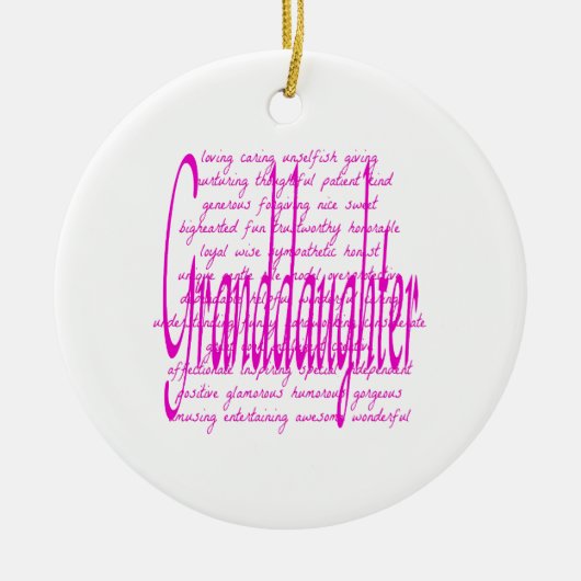 Woorden voor kleindochter in roze keramisch ornament (Voorkant)