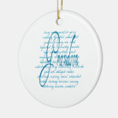 Woorden voor kleinzoon in blauw keramisch ornament (Links)