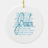 Woorden voor kleinzoon in blauw keramisch ornament (Achterkant)