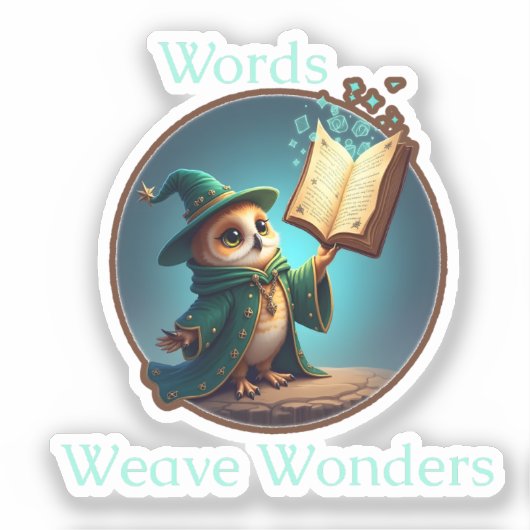 Woorden Weave Wonders - Wizard Owl Sticker (Voorkant)