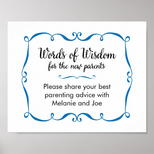 Woorden Wisdom Advice for New Parents Sign Poster (Voorkant)