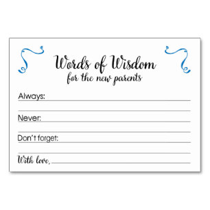 Woorden Wisdom Ouderschap Advice Cards Baby shower Kaart