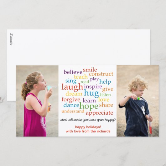 Woorden x2 feestdagenkaart (Voorkant / Achterkant)