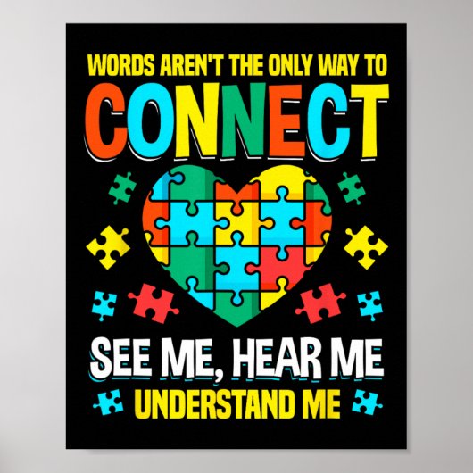 Woorden zijn niet de enige manier om autisme bewus poster (Voorkant)