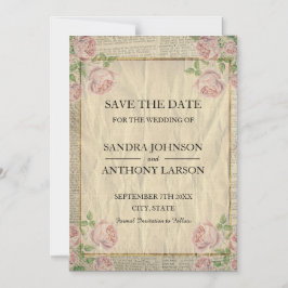  woordenboek Afdrukken met Rozen De datum opslaan Magnetische Uitnodiging