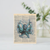  woordenboek Art Blue Ocean Octopus Briefkaart (Staand voorkant)