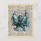  woordenboek Art Blue Ocean Octopus Briefkaart (Voorkant)