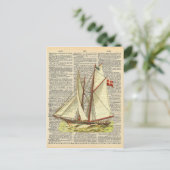  woordenboek Art Nautical Sailboot op oceaan Briefkaart (Staand voorkant)