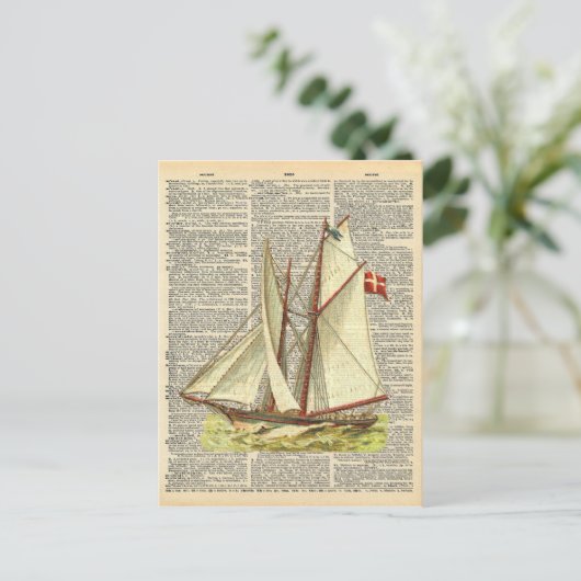  woordenboek Art Nautical Sailboot op oceaan Briefkaart (Staand voorkant)