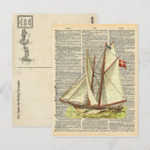  woordenboek Art Nautical Sailboot op oceaan Briefkaart (Voorkant / Achterkant)