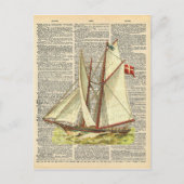  woordenboek Art Nautical Sailboot op oceaan Briefkaart (Voorkant)