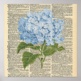  woordenboek Blue Hydrangea Flower Poster
