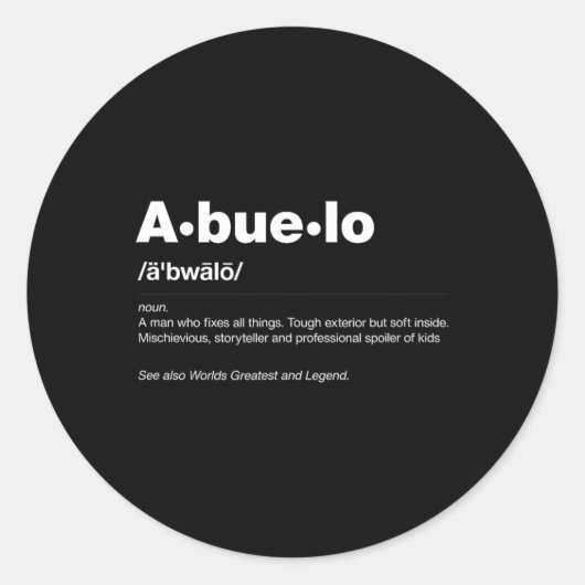 Woordenboek Definitie Vaders Dag Gift Opa Abu Ronde Sticker (Voorkant)