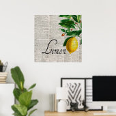  woordenboek en handgemaakte lemonstructuur poster (Thuiskantoor)