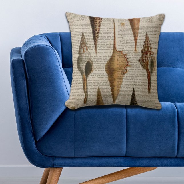 woordenboek franse botanische strandspieren kussen (dictionary print french botanical beach seashells throw pillow)