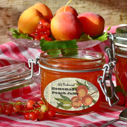  woordenboek Page Peach Jelly Canning Label