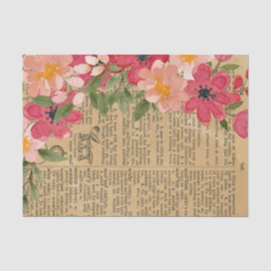 Woordenboek pagina met loskoppeling van bloemen tissuepapier