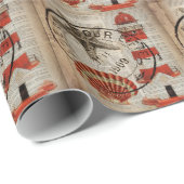 woordenboek print kunst kustvuurtoren van seashell cadeaupapier (Rol Hoek)