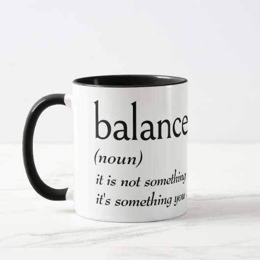 Woordenboekdefinitie voor BALANCE Mok (Links)