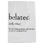 Woordenboekdefinitie voor late verjaardag medium cadeauzakje (Voorkant)