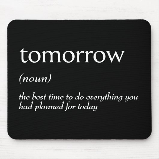 Woordenboekdefinitie voor morgen muismat (Voorkant)