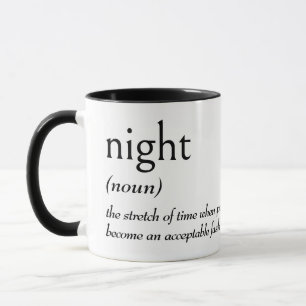 Woordenboekdefinitie voor NACHT Mok