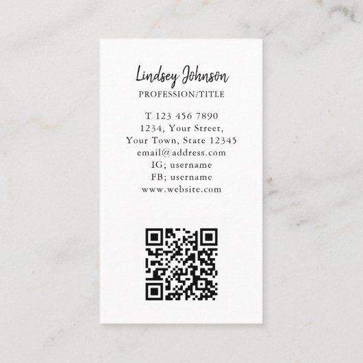 Woordenboekige QR-code Visitekaartje (Achterkant)