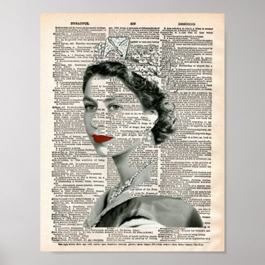  woordenboekpagina met koningin E 2 Poster (Voorkant)