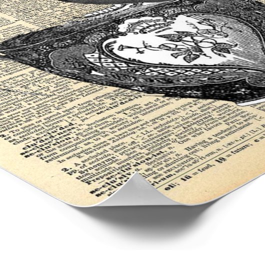  woordenboekpagina met vogel en teacup poster (Hoek)