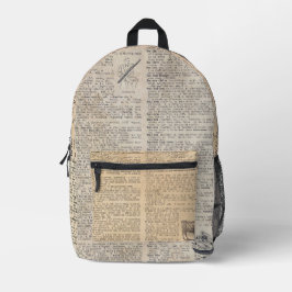 Woordenboekpagina's Bedrukte Rugzak