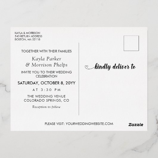 Woordengoed dat we met goud wedden folie uitnodiging briefkaart (Achterkant)