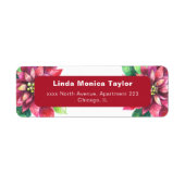 Woordenlabel voor postbezorgingsadres in Poinsetti Etiket (Voorkant)