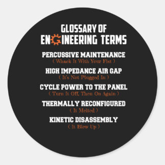 Woordenlijst van technische termen Engineer Defini Ronde Sticker