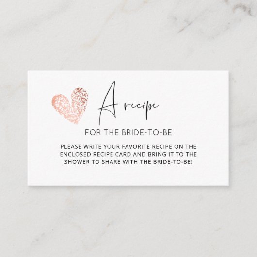 Woordenminimalistisch recept voor de bruid informatiekaartje (Voorkant)