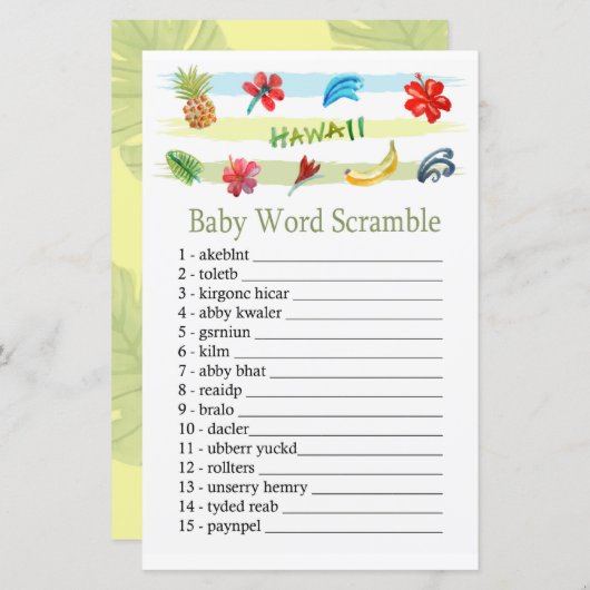 Woordenspel in Hawaii Baby (Voorkant / Achterkant)