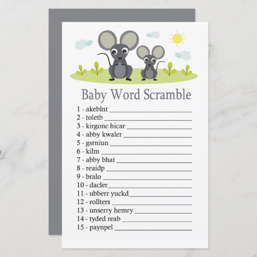 Woordenspel met muis Baby (Voorkant / Achterkant)