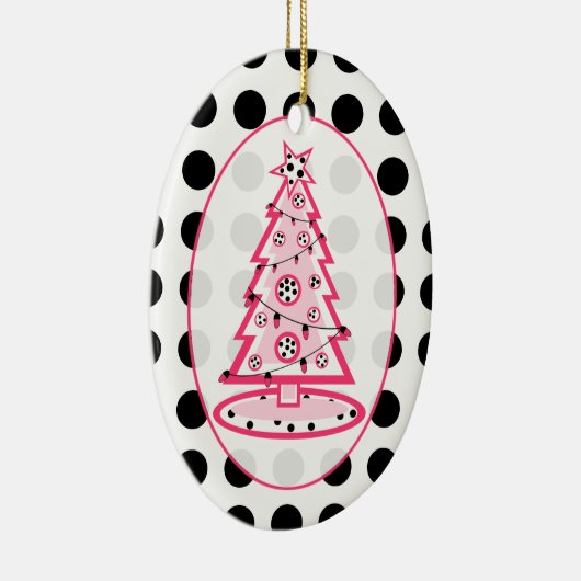 Woordenstip en roze kerstboomversiering keramisch ornament (Rechts)