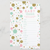 Woordenvormig spel, Baby shower spel, faux glitter (Voorkant / Achterkant)