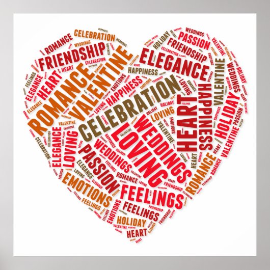 Woordenwolk uit de hartvorm poster (Voorkant)