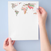 Woordenwolk wereldkaart flyer (Hand)