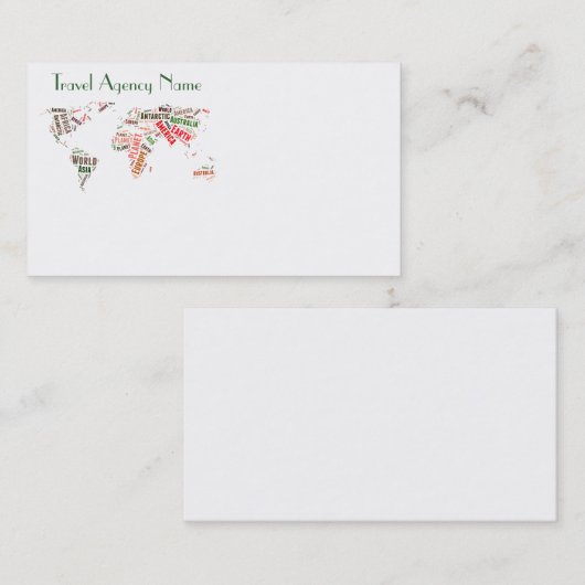 Woordenwolk wereldkaart visitekaartje (Voorkant / Achterkant)