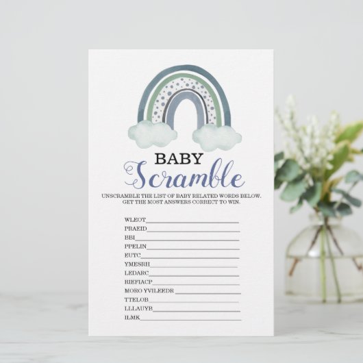 Woordkramble Rainbow-Baby shower (Staand voorkant)