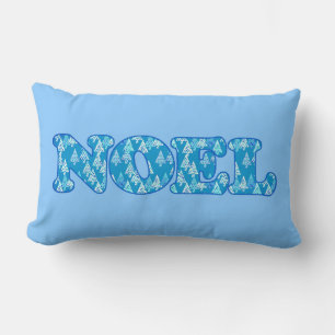 Woordkunst - Knoop gepatterd met bomen Light Blue Kussen