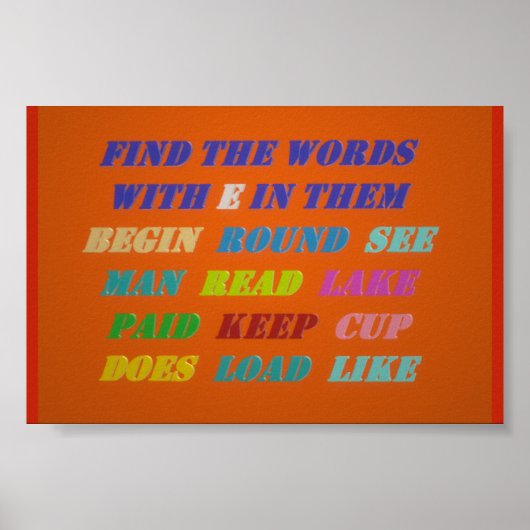 WOORDPUZZEL VOOR KLEINE KINDEREN LETTERS ORANJE AC POSTER (Voorkant)