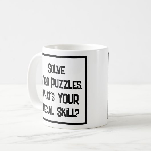 Woordpuzzels speciale vaardigheid. Koffie Mok (Voorkant links)