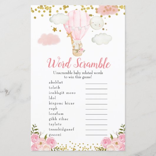 Woordroomroze Warmluchtballondieren (Voorkant)