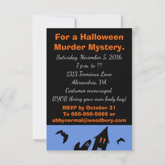 woordspeky Mystery Party Custom Text Kaart (Achterkant)