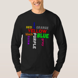 woordspel dat kleuren zegt kleurrijke verwarring t-shirt