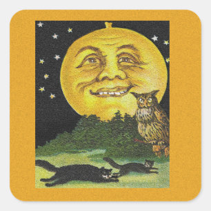  woordvoerder die Halloween Full Moon lacht Vierkante Sticker
