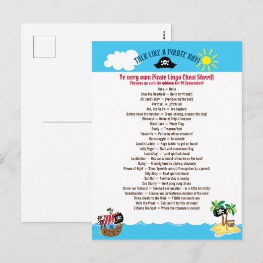 woordvoerders spreken als een piraatdag feestdagenkaart (Voorkant / Achterkant)